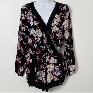Band of Gypsies Floral Long Sleeve Romper Sz S